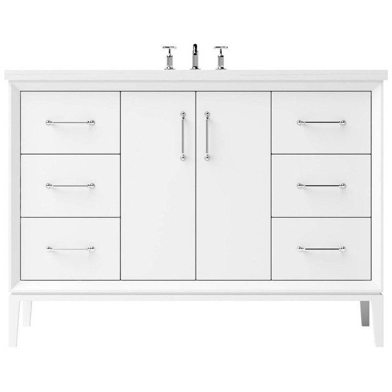 Alexandra Single Extra Wide Bath Vanity, Pure White, Polished Chrome, 54"