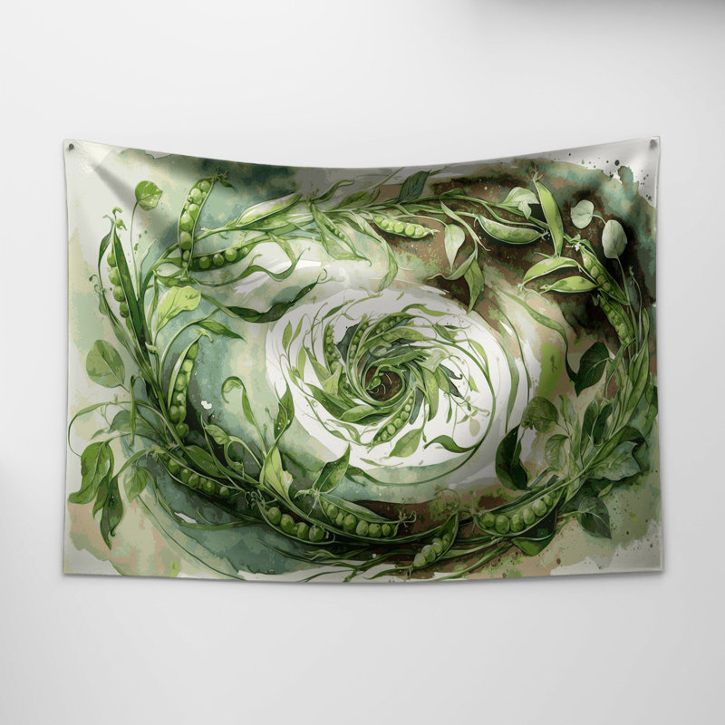 Tapisserie murale légumes pois Earthnut, 68 po x 80 po
