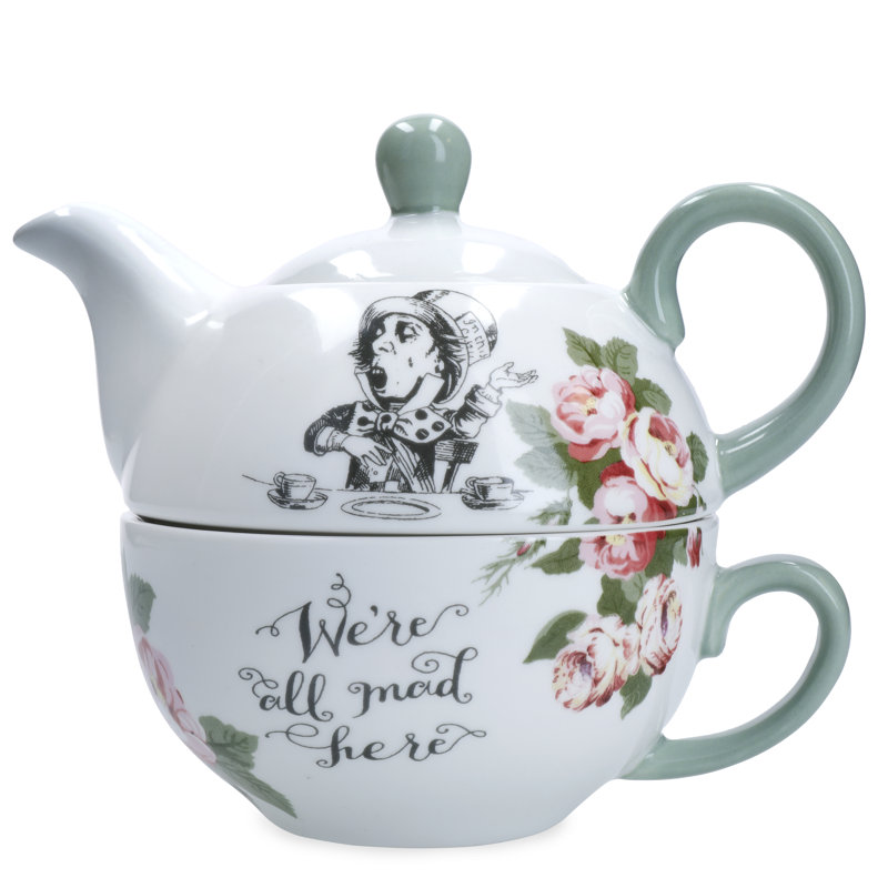 Mikasa and the V&A Alice In Wonderland Bone China 'Tea for One' Teapot and Cup Set