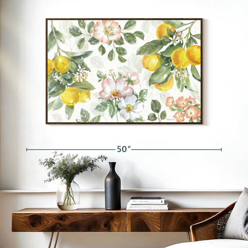 Agrume charme IV, Cadre flottant noyer, 40 po x 27 po