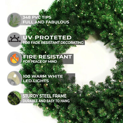 Faux Lighted Pine Wreath