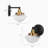 Eugie 1-Light Black & Gold Dimmable Wall Sconce with Seeded Glass for Damp Indoor