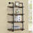 Black And Rustic Brown 4 Shelf, Suitable For Office Environment Wall Shelf Storage Needs