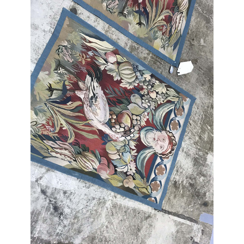 Hand-Knotted High-Quality Blue and Red Area Rug