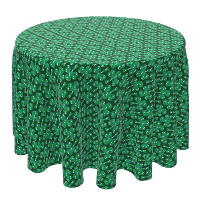 Round Tablecloth, 100% Cotton, 60 Round", Blue Dots In Shamrocks