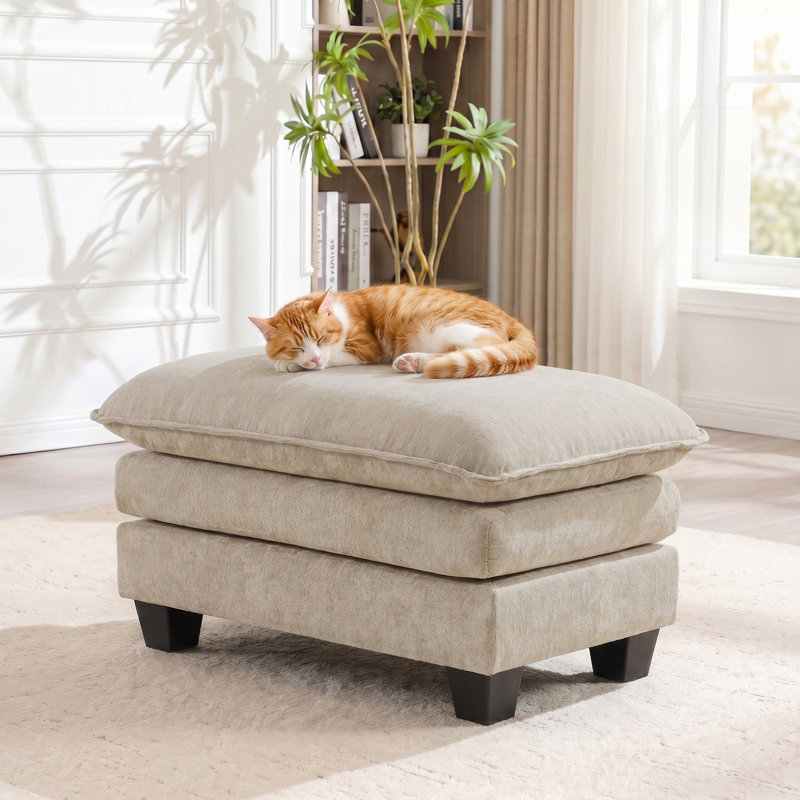 Chaise d'appoint moderne surdimensionnée en chenille avec repose-pieds, ensemble de canapé simple à assise profonde 2 pièces et chaise longue