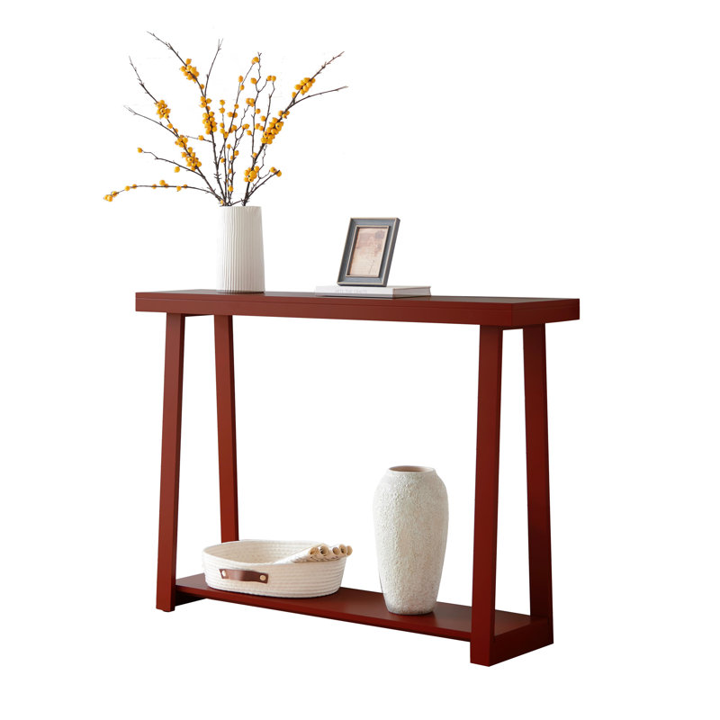 Console moderne étroite en bois de 36 pouces avec tablette de rangement à 2 niveaux pour hall d'entrée ou salon, table de canapé mince pour couloir ou canapé derrière - rouge