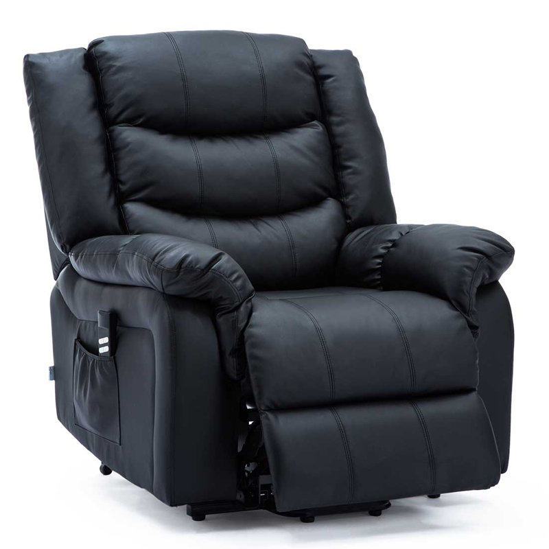Seattle Bonded Leather Dual Motor Rise Recliner, Black