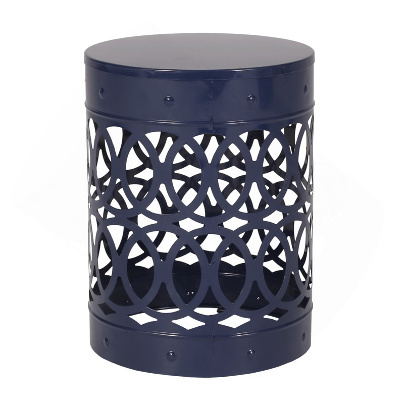 Outdoor Metal End Table -Large, Navy Blue