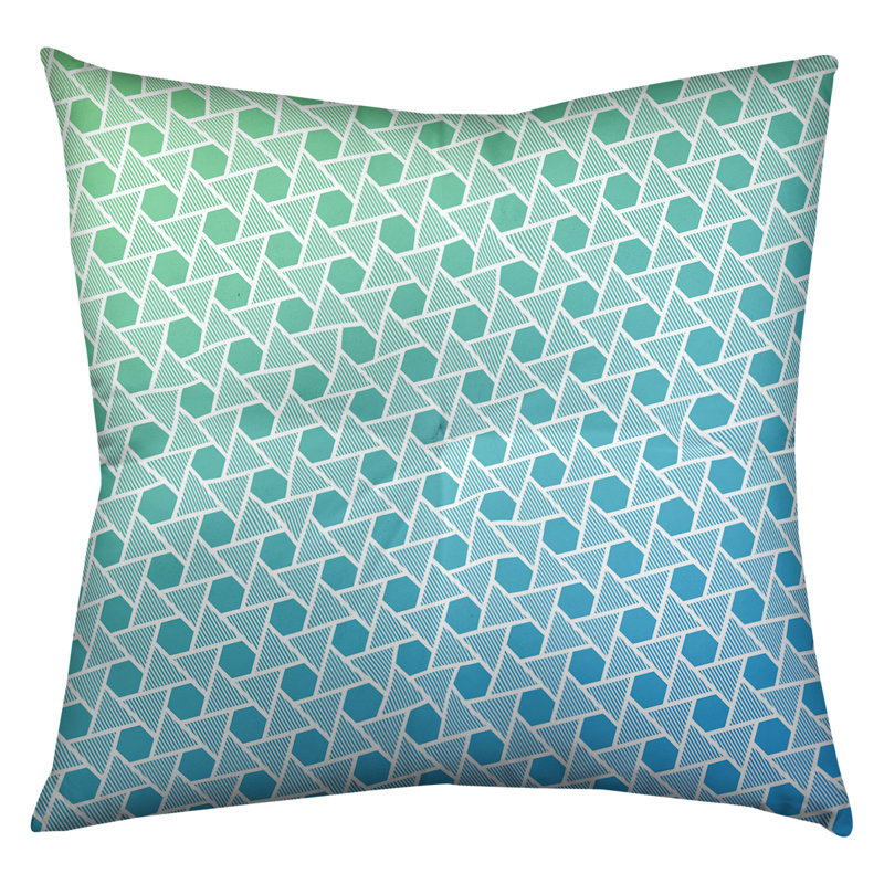 Coussin de plancher hexagonales et triangles, 26 po x 26 po, Vert / bleu