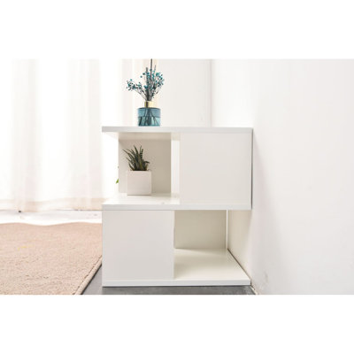 Bibliothèque de ménage crème blanche à 2 couches, bois d'ingénierie, pour le salon et la chambre à coucher, teinture, porteuse, étagère simple à assembler rapidement, utilisation à la maison, espaces de chambre à coucher, assemblage facile