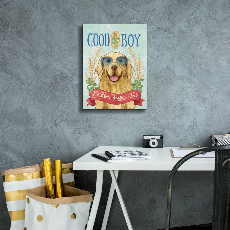 «Beer Dogs 2» par Mary Urban, art mural sur toile, 40 po x 54 po, H 16 po x l 12 po x P 0,75 po