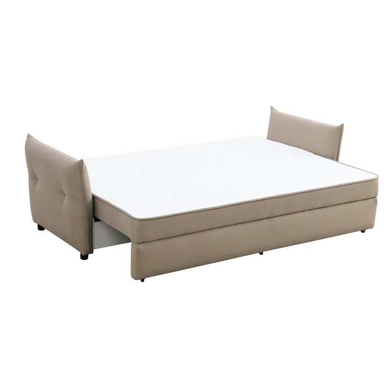 Canapé-lit escamotable beige avec espace de rangement - 4 coussins assortis pour plus de confort Espace dissimulé et coussins amovibles: l 89,44 po x H 36,7 po x P 32,03 po, 2 sièges, rembourrage en mousse