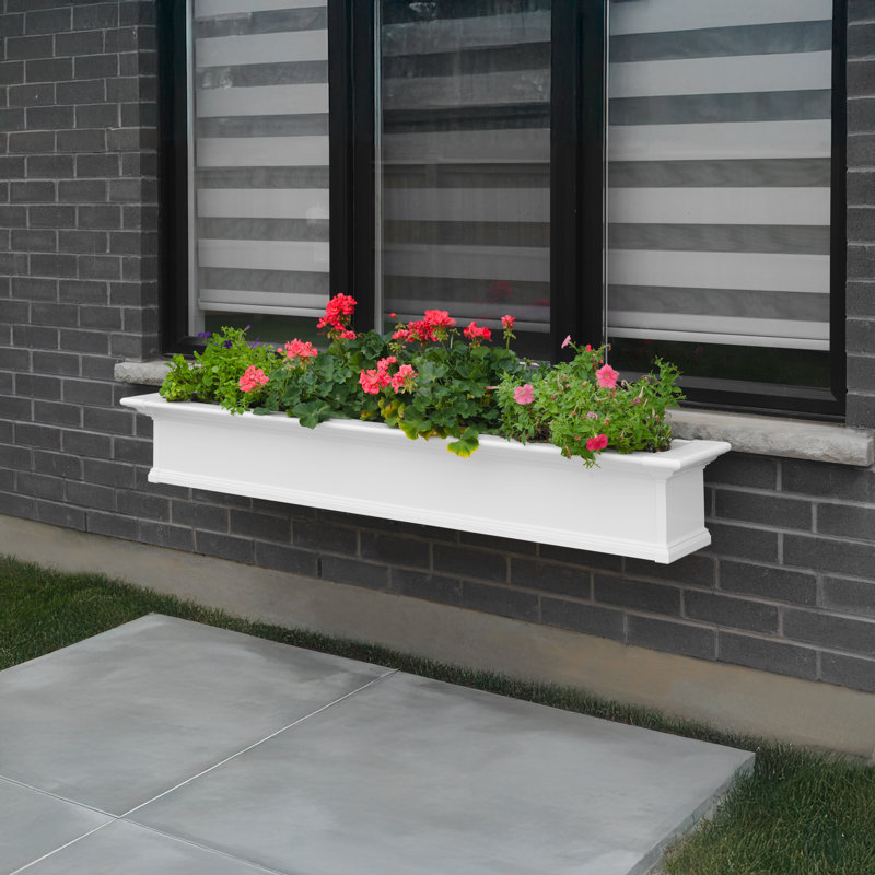 Anand Resin Window Box with Water Reservoir, 10" H x 72" W x 12" D, White
