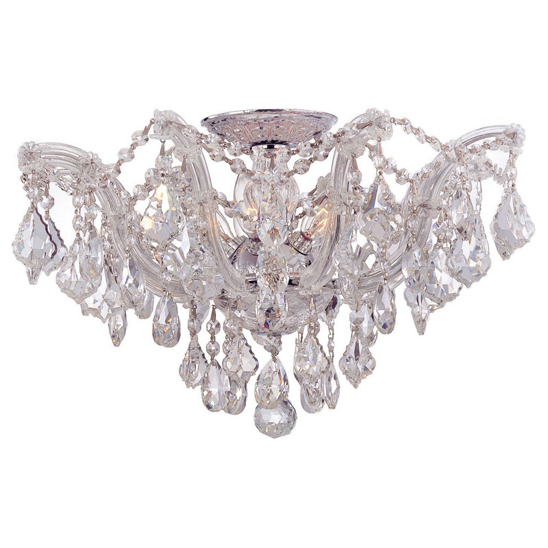 Weekes 5-Light 19" Semi Flush Mount, Polished Chrome, Swarovski Elements