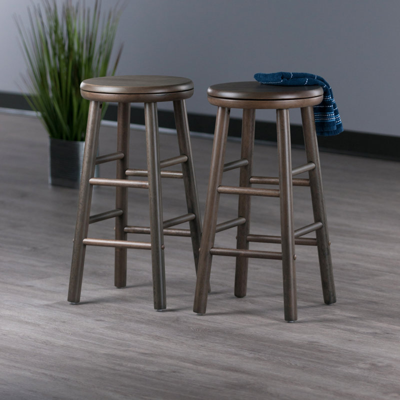 Swivel Solid Wood Bar Stool , Bar Stool (30.20" Seat Height), Oyster Gray