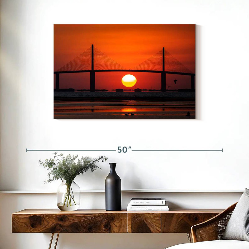 Coucher de soleil sur le pont Lilie, H 24 po x l 36 po