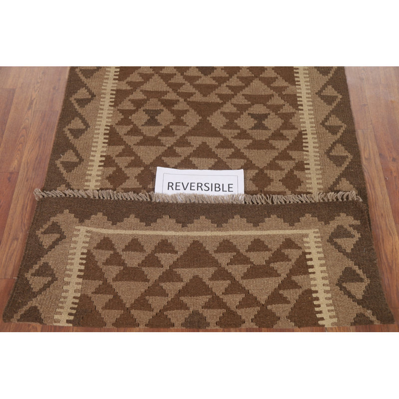 Reversible Wool Kilim Runner Rug 3x7