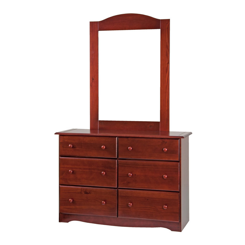 Commode 6 tiroirs avec miroir Genai, Acajou