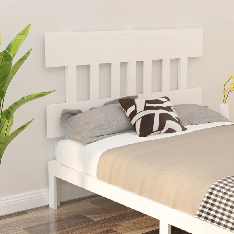Ellayne UK Double - DE 135 X 190 Cm Solid Wood Headboard, White, 31.9" H x 80.1" W