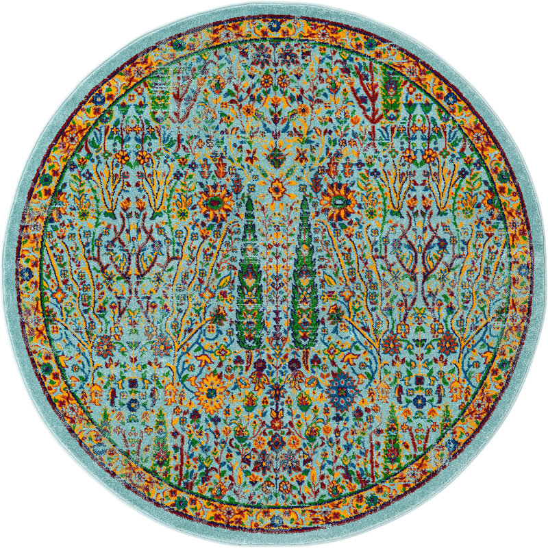 Floral Indoor Rug, Round 5'3"