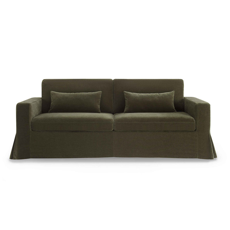 Brenda 213.1Cm Square Arms Sofa, Olive Rayon/Viscose