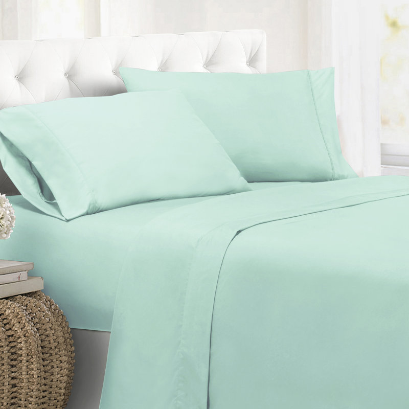 Soft Microfiber Sheet Set - Basics by Wayfair™, Mint, California King Sheet Set wtih 2 Pillowcases