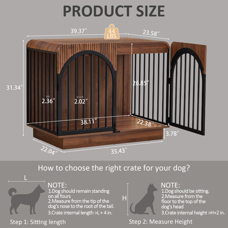 Caisse pour chien en métal robuste, 31.34" H x 23.58" W x 39.37" D