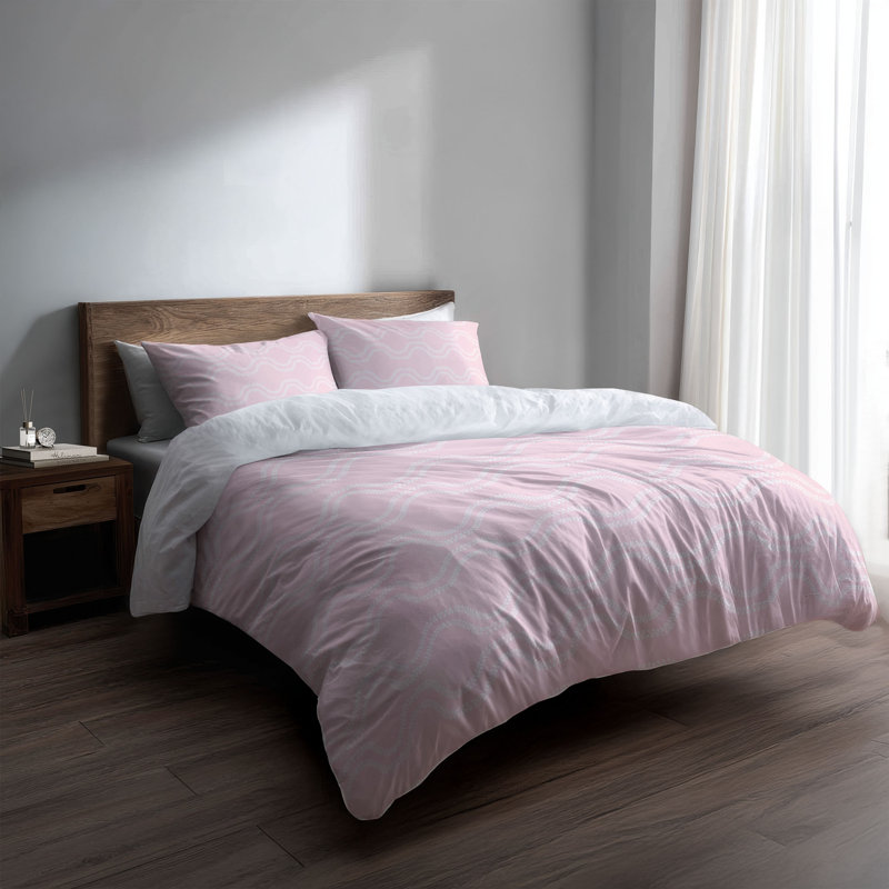 Ensemble d'édredon léger Wavy Vine, Édredon grand + 2 taies d'oreiller standard, Rose