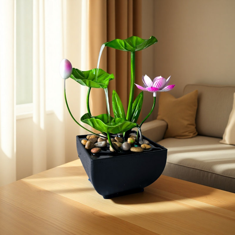 Fontaine de bureau verte Lotus