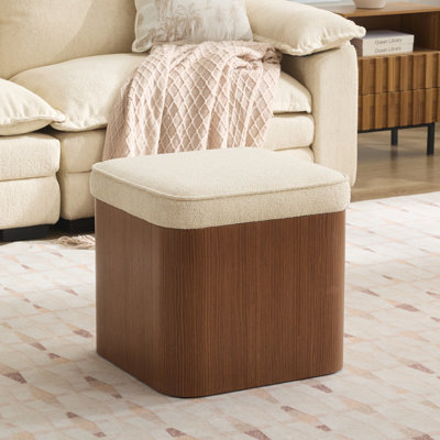 Linen Upholstered Square Storage Ottoman