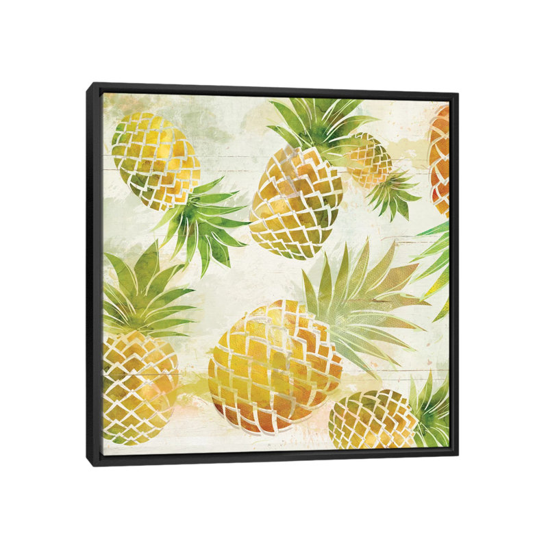 « ananas danse i », impression sur toile, H 18 po x l 18 po x P 1,5 po, Toile avec cadre flottant noir, Pas de tapis