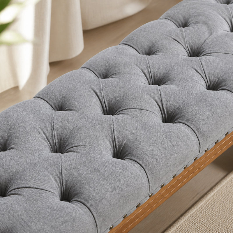 Fabric Upholstered Bench, Grey