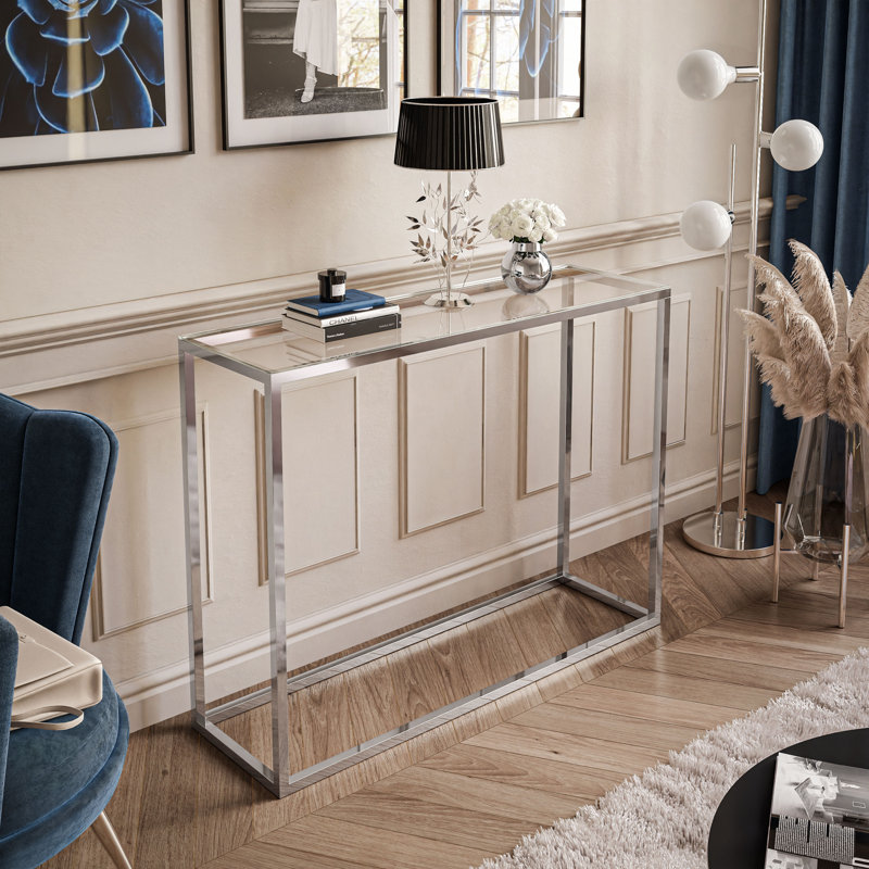 Honalee Glass Top Console Table, 79cm H x 100cm W x 30cm D
