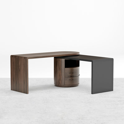 L-Shaped Solid Wood Writing Desk