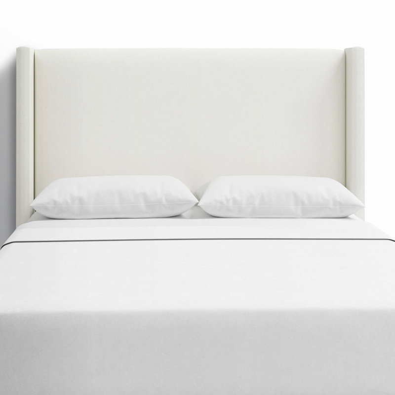 Hanson Upholstered Headboard, King, Zuma White Textured Linen