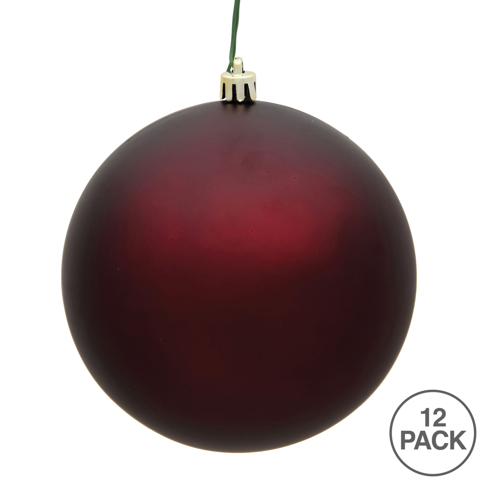 Holiday Décor Ball Ornament, Burgundy Matte, 3" H x 3" W x 3" D