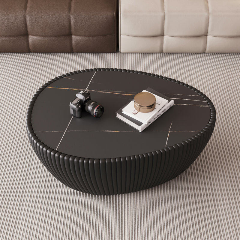 Table basse moderne en cuir fritté noir