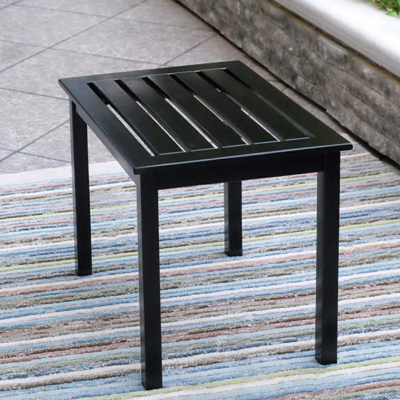 Cineraria Rectangular Mahogany Outdoor Side Table , 20'' in. W 15'' in. D, Black