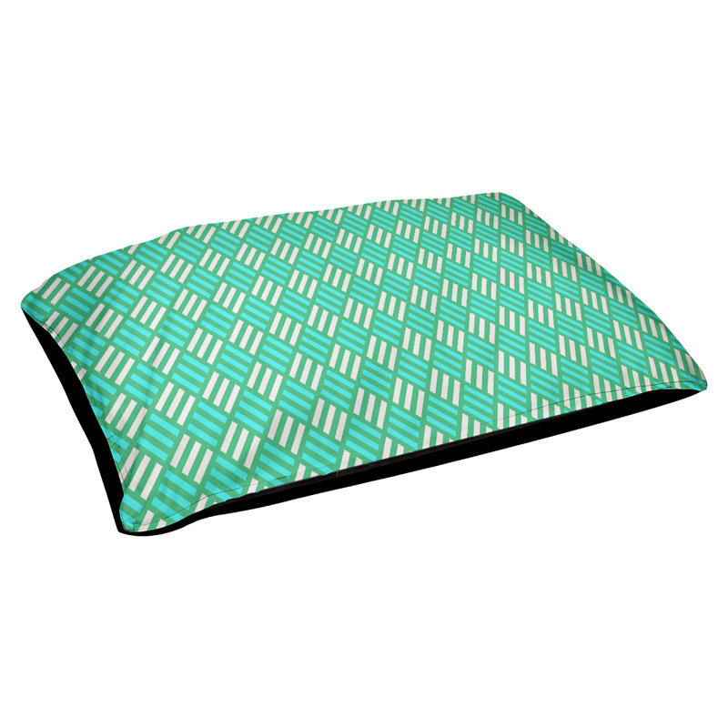 Coussin pour chien à rayures losanges Byrge, Grand (l 42,5 po x P 32,5 po x H 14 po), Vert / Sarcelle