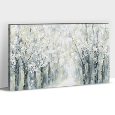 Art mural sur toile grand paysage d'hiver, affiche de forêt scène enneigée, impressions sur toile de sapin de Noël, décoration murale pour photos de salon d'hiver, bureau de 18 po x 24 po