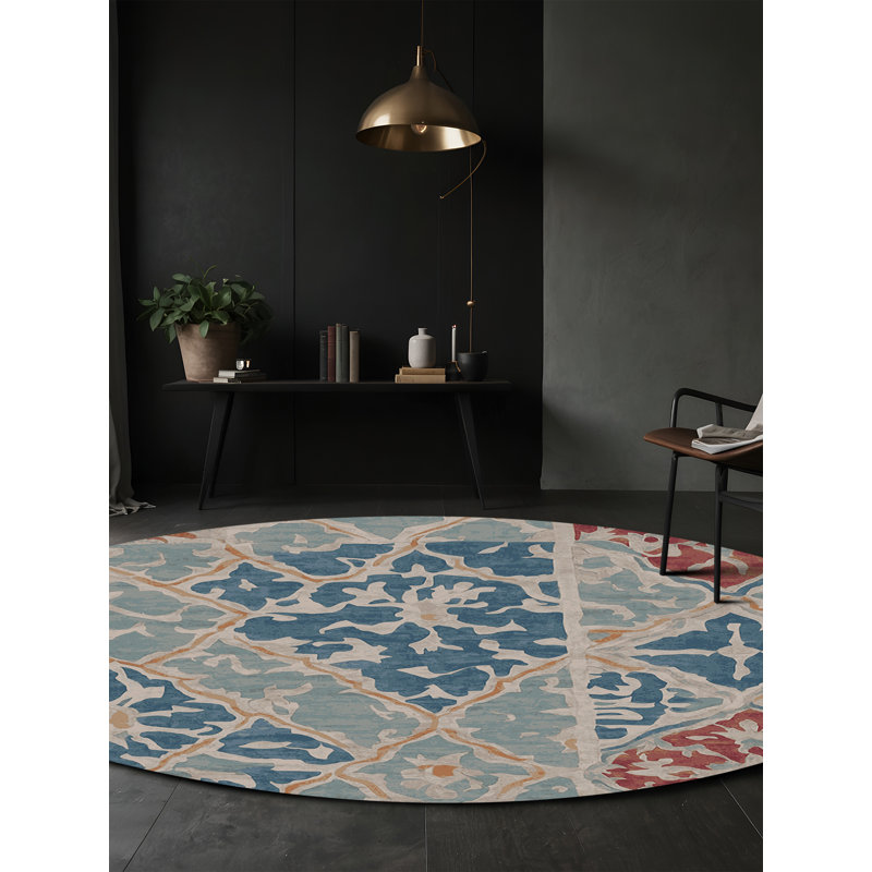 Machine Washable Gray Area Rug, Round 8'