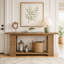 Console en bois massif de 200 cm (79 po), table d'entrée de style champêtre avec rangement à 2 niveaux-805442517
