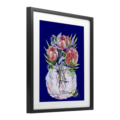 Florals In Milk Glass Framed Print Under Glass, design by Susan Lugar