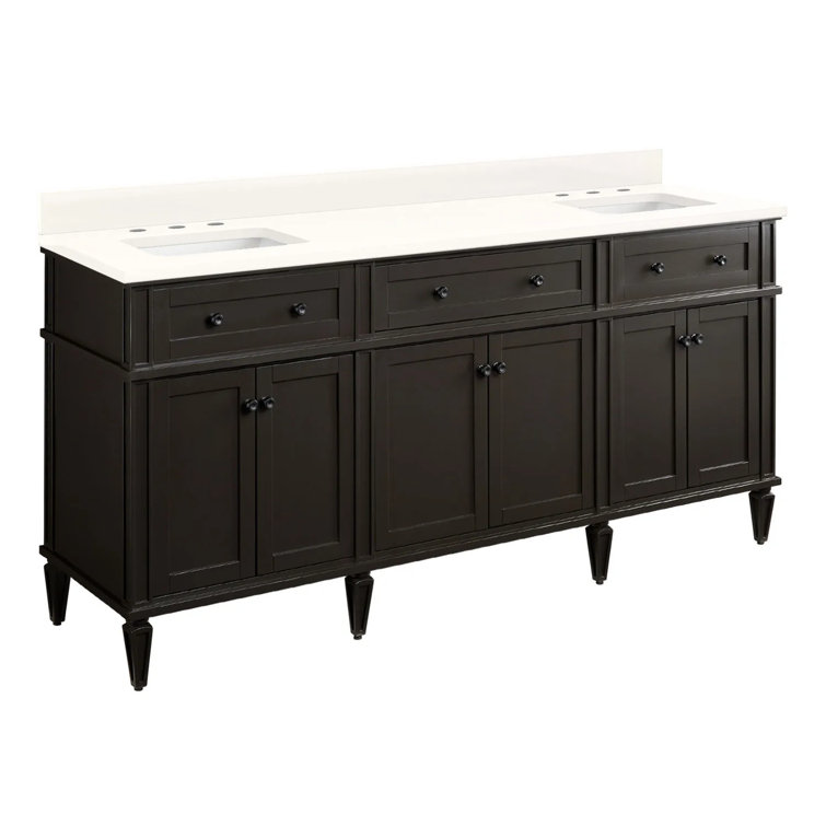 72" Elmdale Double Bathroom Vanity Set with Rectangular Undermount Sinks