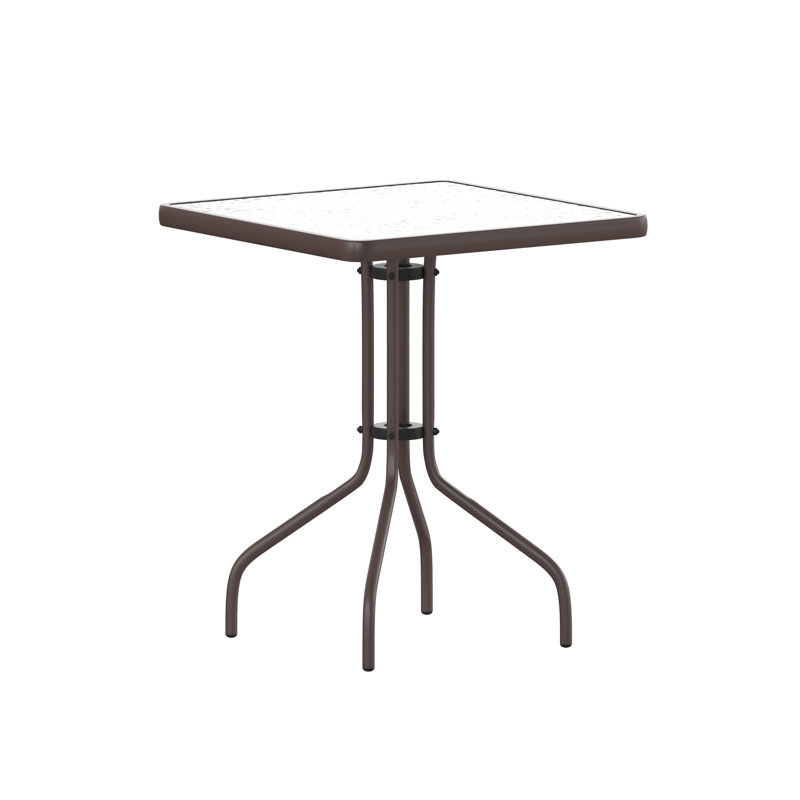Table carrée en verre trempé Amlie, Transparent/bronze, H 28 po x l 23,5 po x P 23,5 po