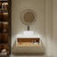 Meuble-lavabo flottant avec lavabo vasque rond blanc et tablette ouverte-129374066