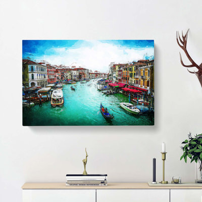 Gondolas in Venice Italy in Abstract - Wrapped Canvas