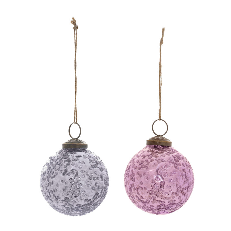 Distressed Glass Ball Ornament (Set of 6), Purple