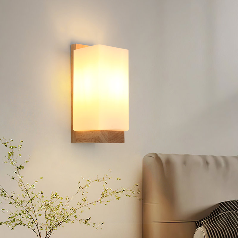 Siahna Wood Base Flush Mounted Wall Sconce